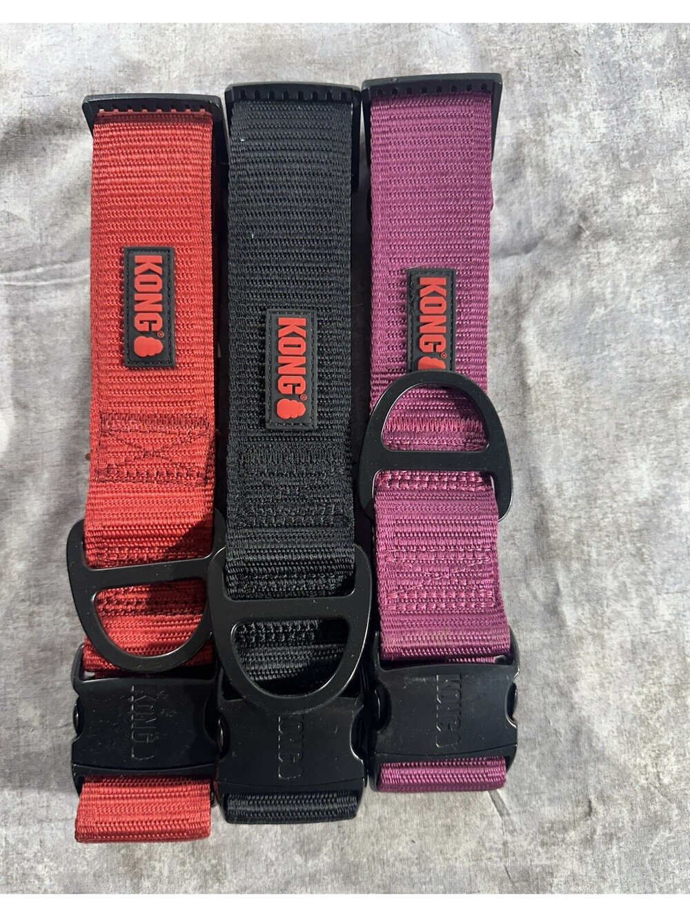 KONG Lot of 3 Chew Resistant Comfort Adjustable Fabric Standard Dog Collar, XL